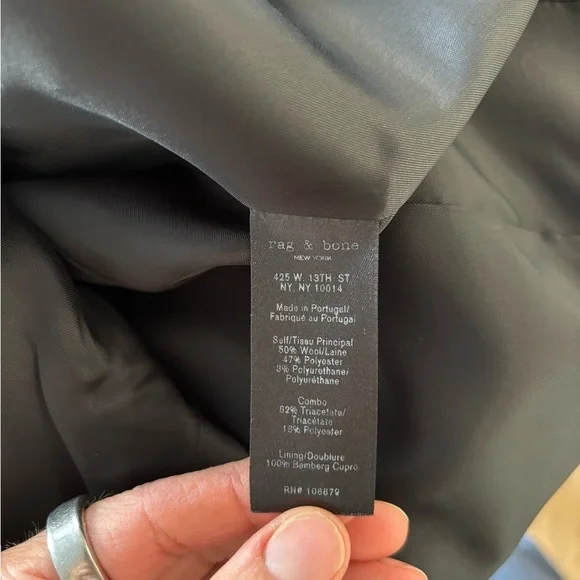 Rag & Bone Redgrave Piped Navy Wool Blend Blazer White Trim 3 Button Preppy 2 - Picture 8 of 8